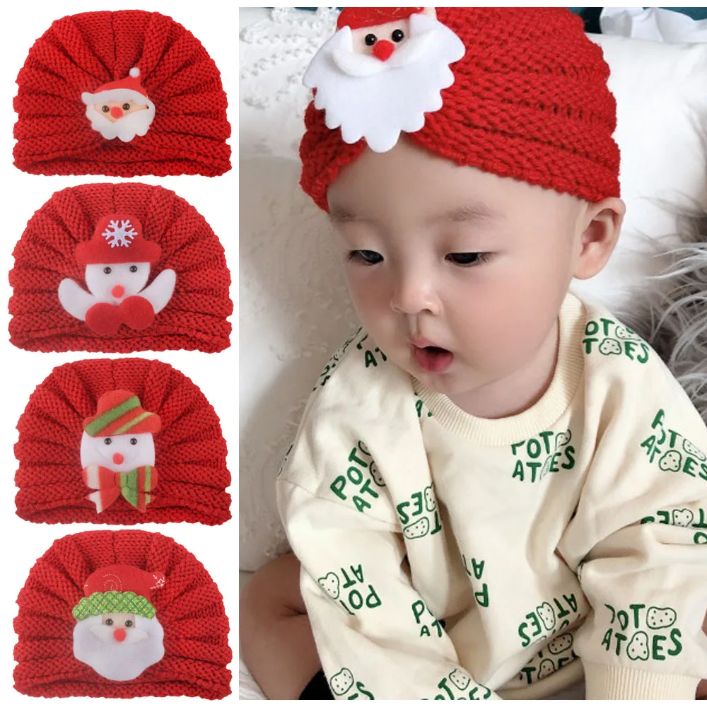 

5pcs/Lot New Children'S Christmas Knitted Hat Baby Autumn And Winter Wool Hat Baby Baotou Cap Warm Hat Wholesale