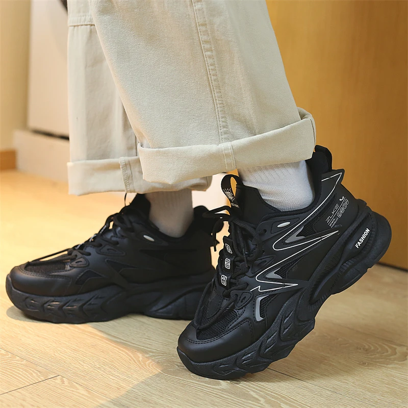 

Men's Vulcanize Shoes 2023 New Spring Thick Sole Lace Up Casual Outdoor Anti Slip Comfortable Casual Breathable Sneakers Men