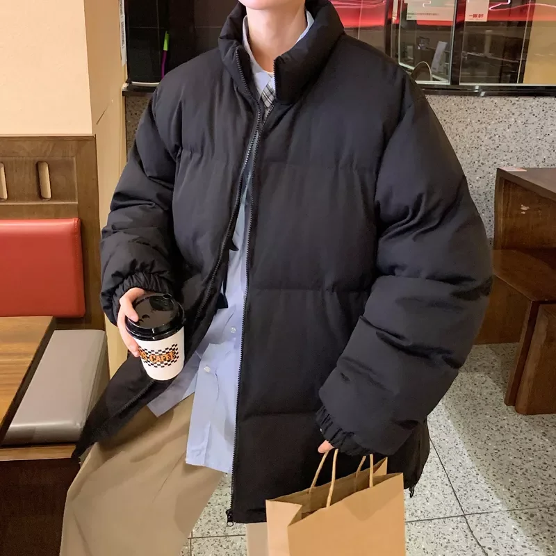 Collar Solid Color Male Parka Fashion  Winter Jackets For Women Harajuku Warm Men's Winter Coats Stand