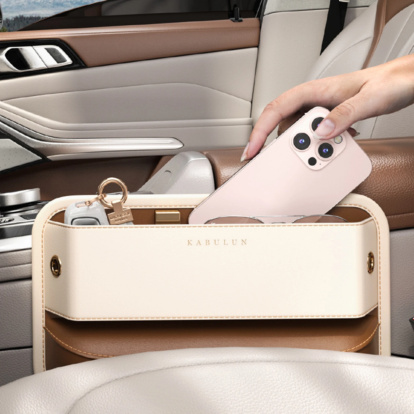 

Car Front Seat Gap Filler PU Leather Portable Storage Box Universal Console Side Gap Car Interior Accessories