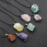 natural stone rose quartz agate rough stone irregular pendant necklace rope chain for jewelry making accessory gem charm gift1pc