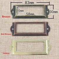 8330mm antique bronze metal label pull frame handle file name card holder for furniture cabinet drawer box case bin