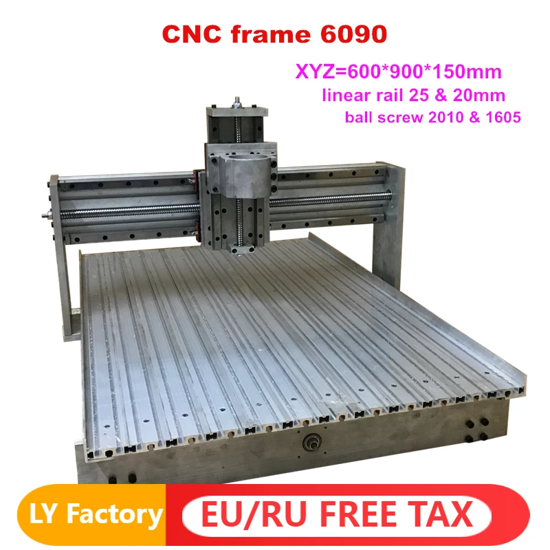 

DIY 6090 CNC Router Frame Linear Guideway Rail Metal Wood PCB Engraver Machine Frame Kit Ball Screw 80mm Spindle Motor