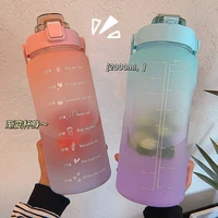 motivational water bottle 2 liters student drink bottle with straw large capacity fitness jugs time marker sports plastic cups