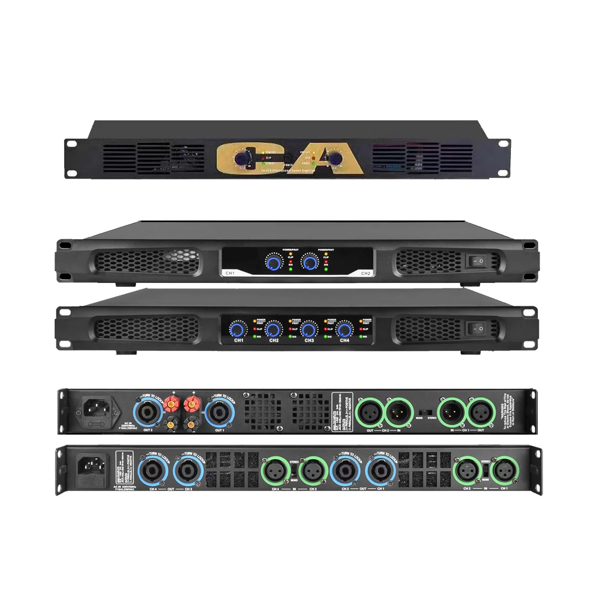 Фото Усилитель мощности MiCWL Audio Pro CA Series, 5200 Вт, 4-канальный, 2600 Вт, стандарт AMP, 19-дюймовый 1U, стойка CA650 №1