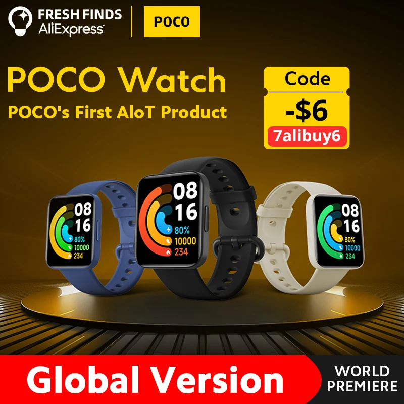 [World Premiere] Global Version POCO Watch 1.6'' AMOLED Display 14 Days Battery GPS Always-on Watch Face Blood Oxygen Smartwatch