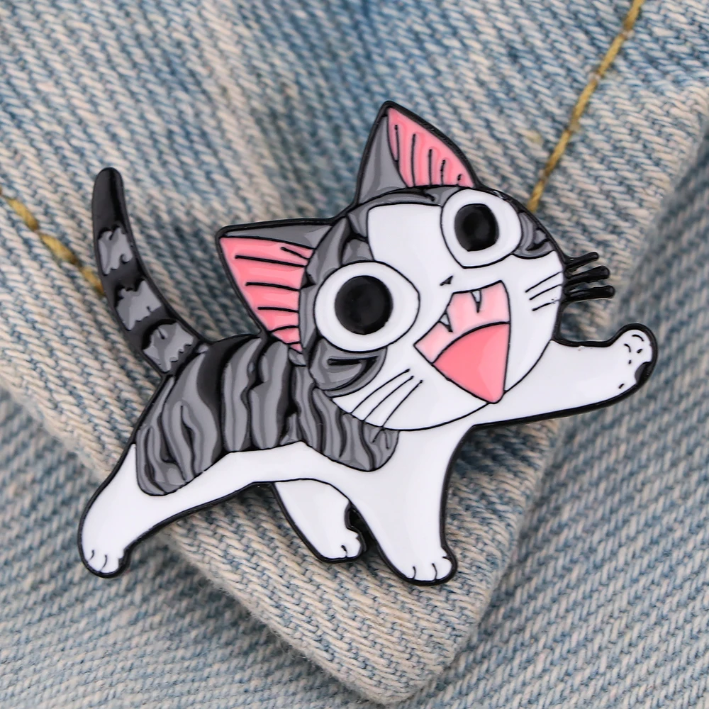 YQ378 Cute Animals Badge Cartoon Cats Enamel Pin Miss Minute Brooch for Tops Jeans Bag Metal Icons Lapel Pin Jewelry Unique Gift images - 6