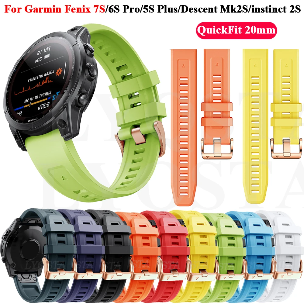 

Ремешок силиконовый для Garmin Fenix 7S 6S Pro 5splus, браслет для наручных часов, 20 мм браслет Instinct 2S, быстрая замена