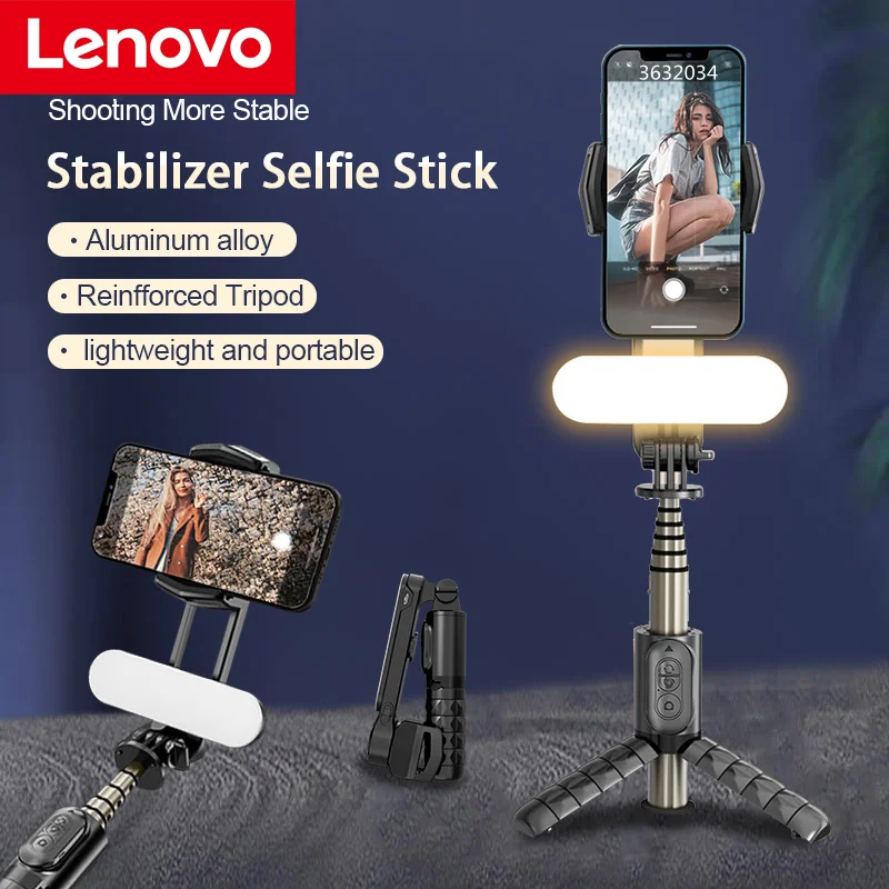 

Lenovo Q09 Wireless Bluetooth Selfie Stick Tripod Handheld Gimbal Stabilizer Monopod With fill light shutter for IOS Android