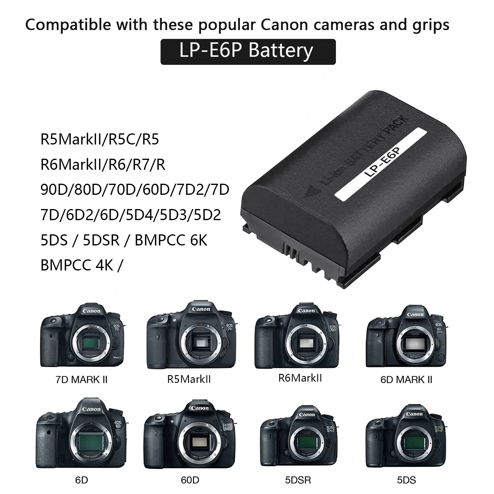 Аккумулятор Probty 2400 мАч LP-E6P LPE6P и светодиодное зарядное устройство для Canon EOS R5 Mark II