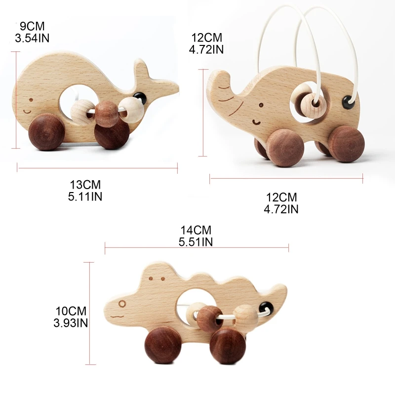 

Baby Teether Wooden Rattle Grasping Puzzle Toy Cute Animal Pull Car Nursing Chewing Teething Montessori Toys Molar