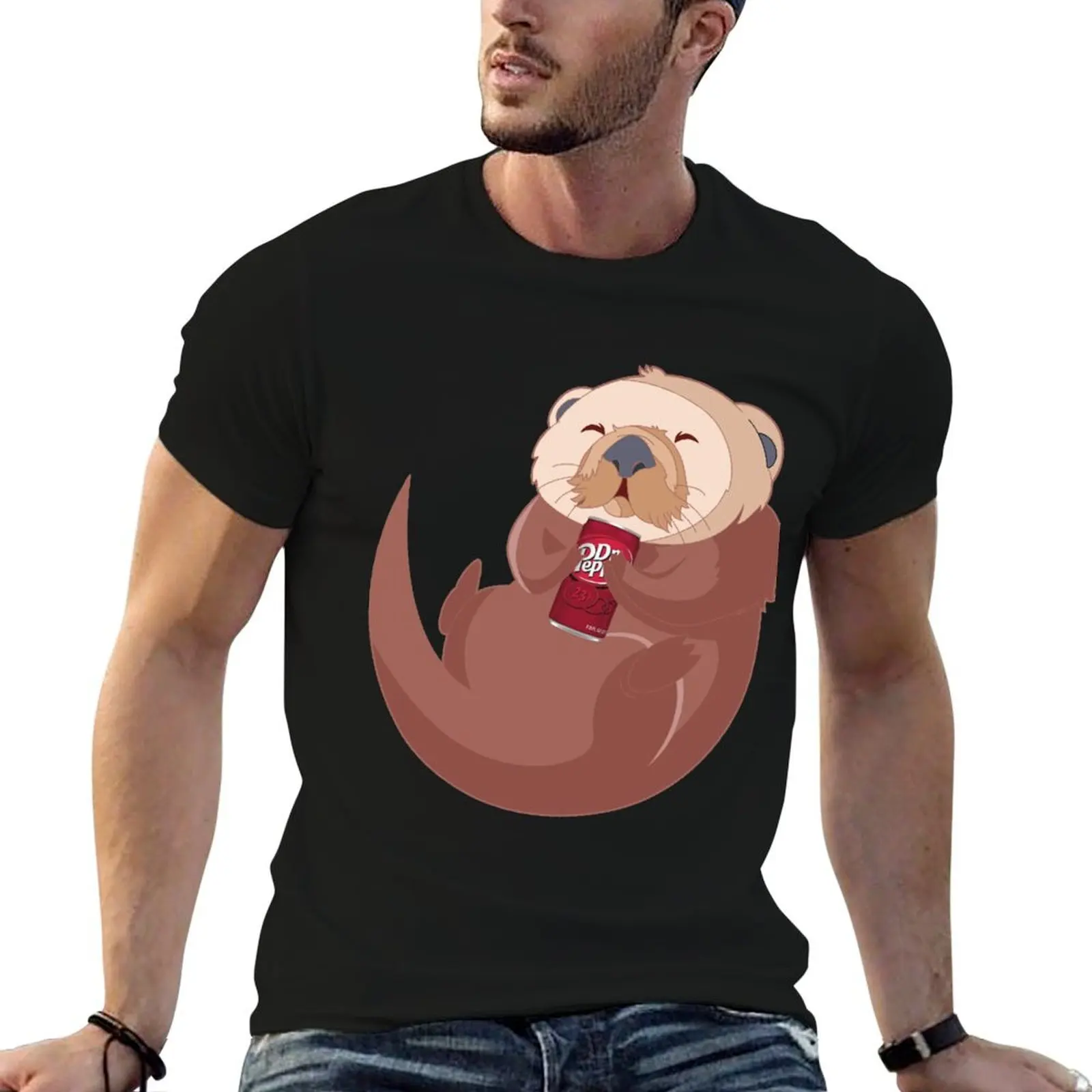 Футболка Otter + Dr. Pepper с животным принтом для мальчиков винтажная одежда мужские