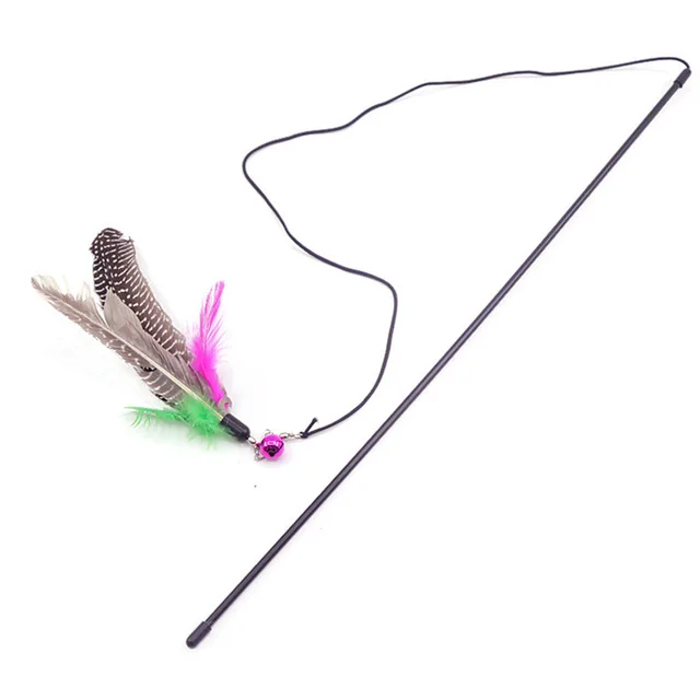 

Interactive Cat Toys Stick Cat Fishing Rod Game Wand Feather Stick Toy With Bell Pet Supplies Cat Accessory