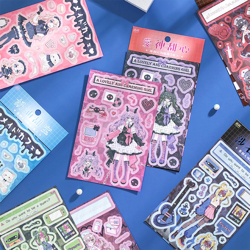 

Милые наклейки в японском стиле, эстетический телефонный ноутбук, материал для скрапбукинга, милые канцелярские этикетки, коллаж для школь...
