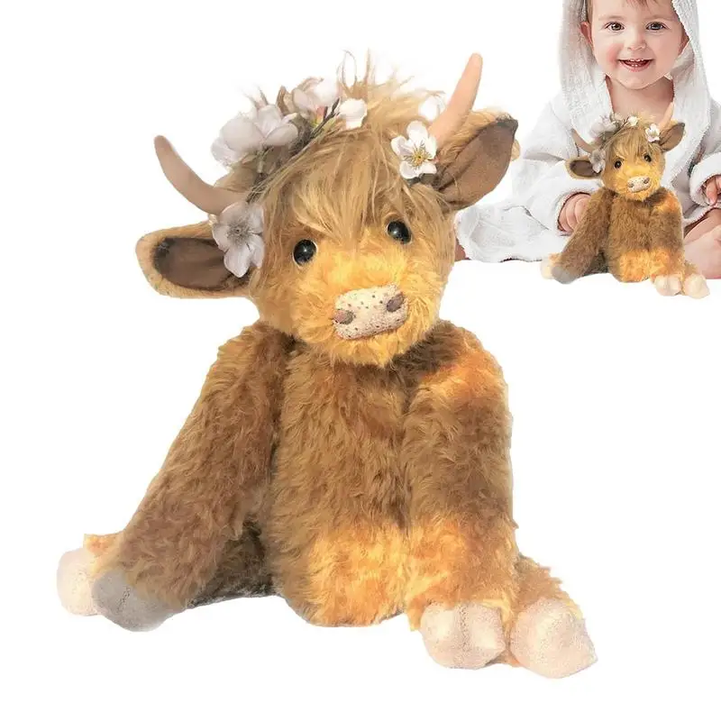 

Scottish Highland Cow 9.8inch Highland Cattle Plush Doll Realistic Cuddly Farm Toy Stuffed Animal Plush Toys Soft Stuffed Gift