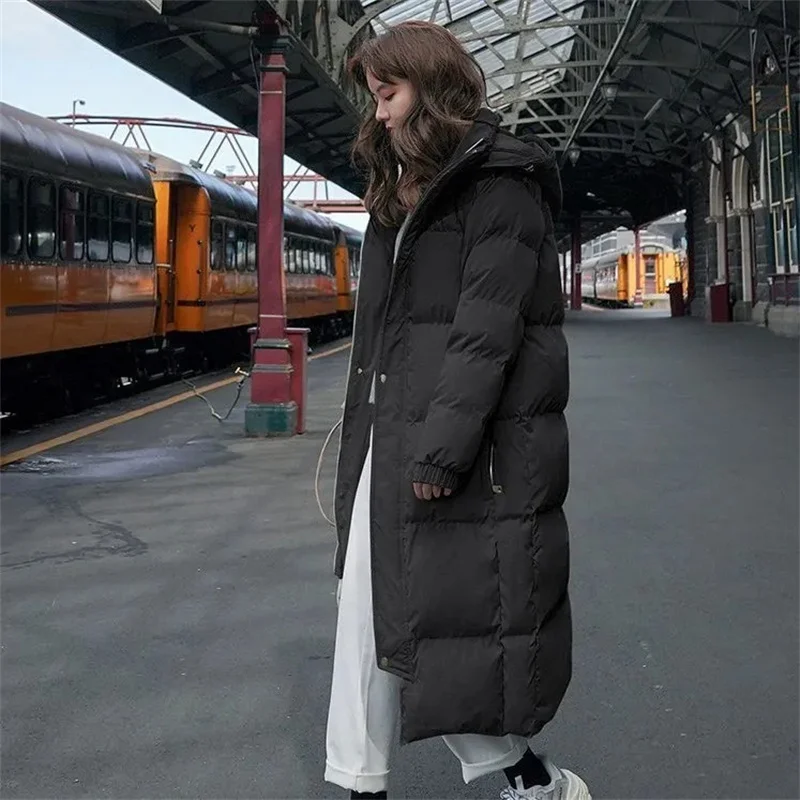 Winter Thicker Women Jackets Outerwear 2022 New Female Long Casual Warm Puffer Parkas Solid Hooded Oversize Warm Loose Coats