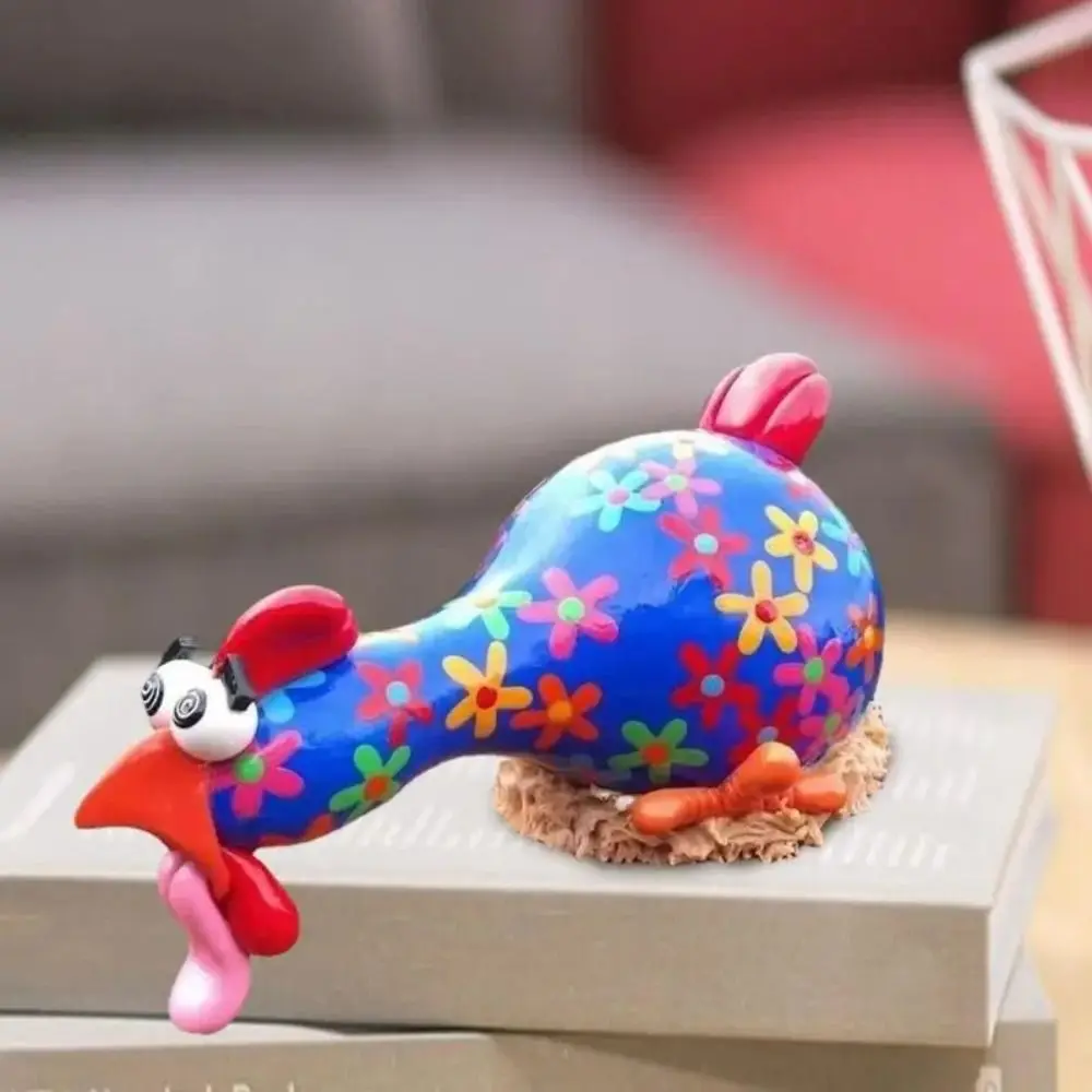 

Creative Silly Chicken Decor Gift Funny Colorful Chicken Ornament Decoration Resin Expression Chicken Statues Garden