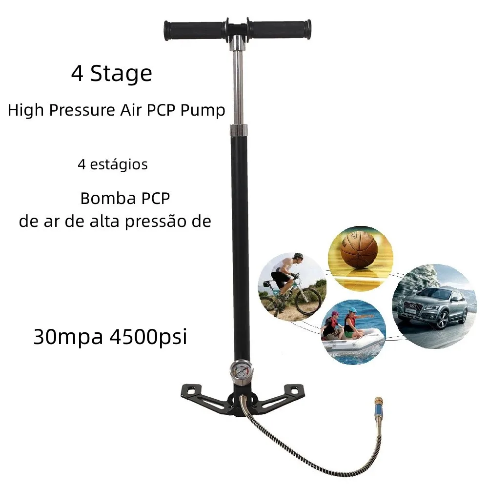 4 Stage High Pressure Air Pump Four Stage Hand Operated Air Pump 30mpa 4500psi Car Bicycle Air Refilling Submersible Air Pump