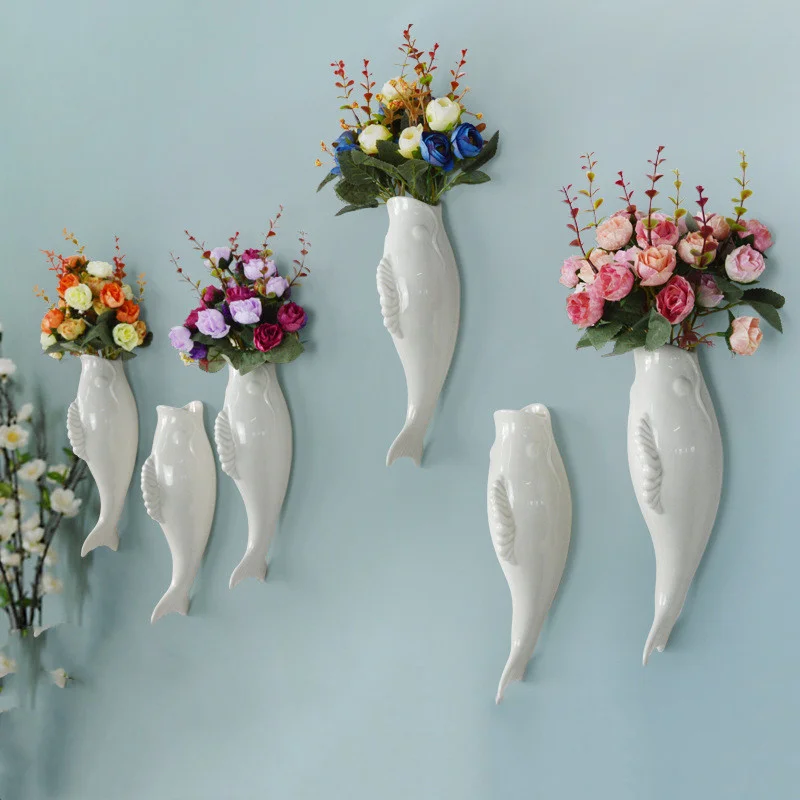 

Creative Simple Wall Ceramic Fish-shaped Vase Home Starfish Wall Hanging Wall Decoration