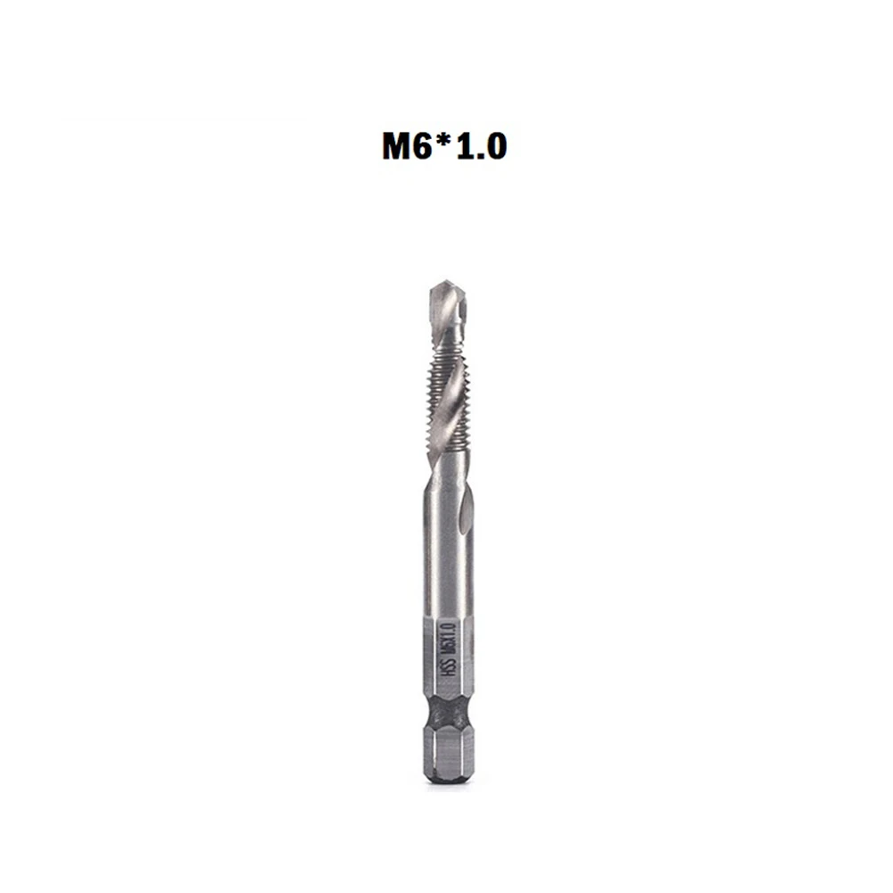 6pcs M3-M10 HSS 4341Composite Tap Drill Bits Set Hex Shank Tap Drill Bits Hand Tools For Metal Steel Wood Plastic