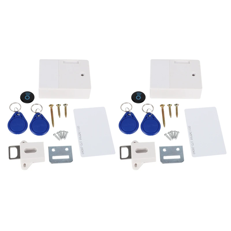

2X RFID Электронный замок для шкафа «сделай сам» для деревянного ящика шкафа, готов к использованию и программируемый (белый)