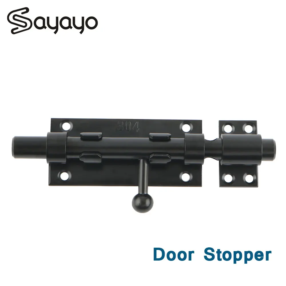 

Stainless Steel Door Lock Latch Solid Sliding Bolts Latch Hasp Home Hardware Gate Safety Toilet Door Lock Black Silver
