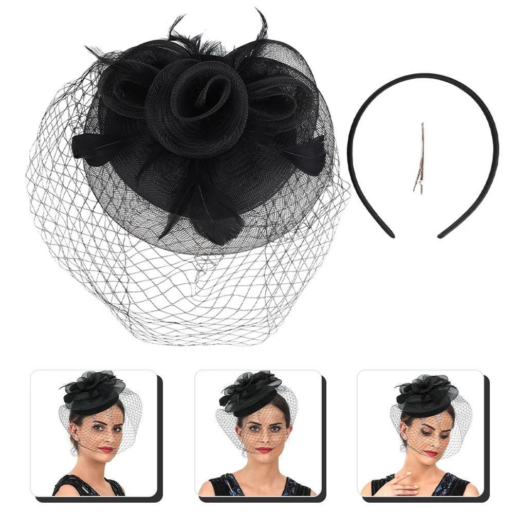 

Wedding Headpiece Bride Cocktail Hat Women Banquet Fascinator Headband Tea Party Headwear Headdress Nylon