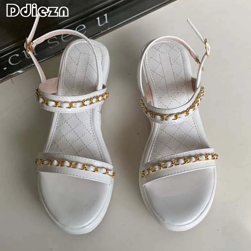 

Roman Outside Women Pumps Wedges Platform Female Shoes High Heels 2023 Chain Fashion Ladies Sandals Slides Outside Footwear