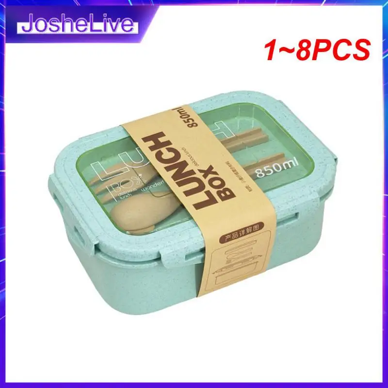 

1~8PCS Wheat Straw Lunch Box Healthy BPA Free Bento Boxes Microwave Dinnerware Food Storage Container Soup Cup Lunch Box for