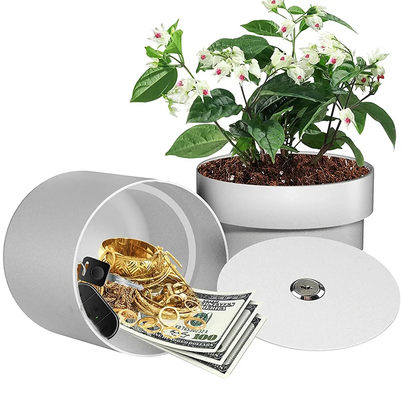 

Iron Flower Pot Hidden Safe Secret Diversion Safe Compartment Lock Box Hide away Storage Money Keys Jewelry Hiding Container