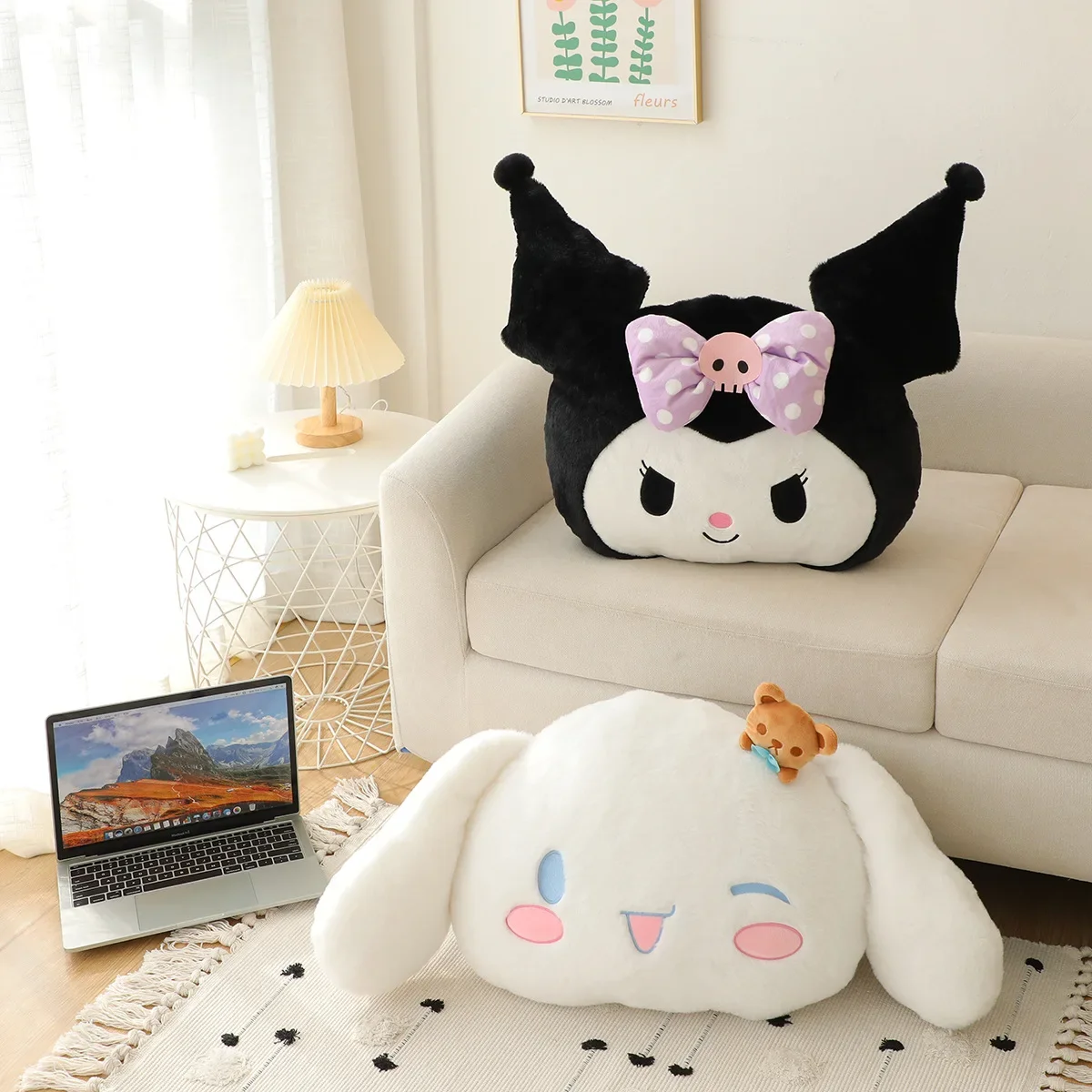 

Kawaii Sanrio Plush Kitten Kuromi Cinnamoroll Plush Cartoon Car Seat Headrest Chair Neck Pillow Cushion Decoration Toy Gift
