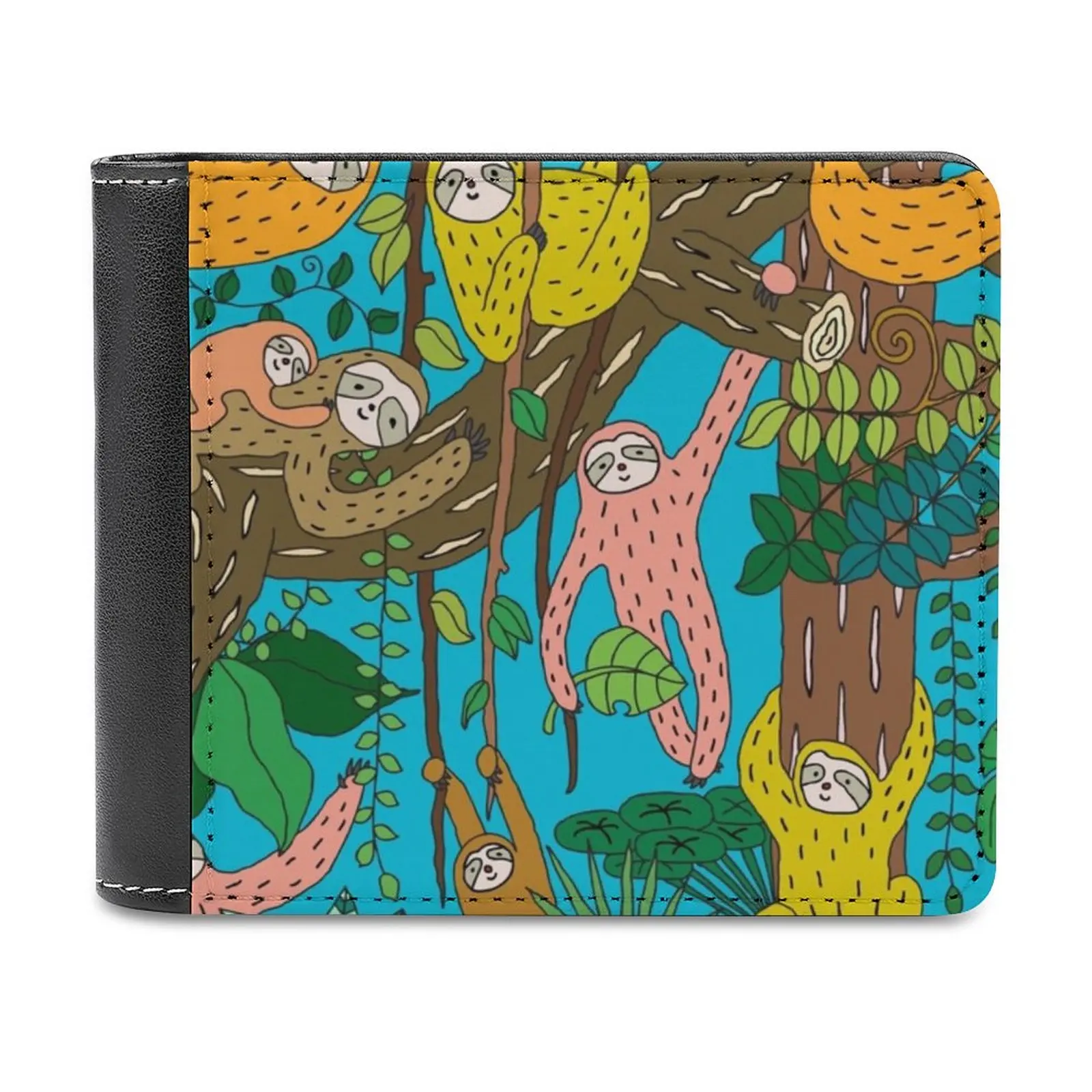 

Happy Sloths Jungle Men's Wallet Purses Wallets New Design Dollar Price Top Men Leather Wallet Sloth Sloths Jungle Tropical