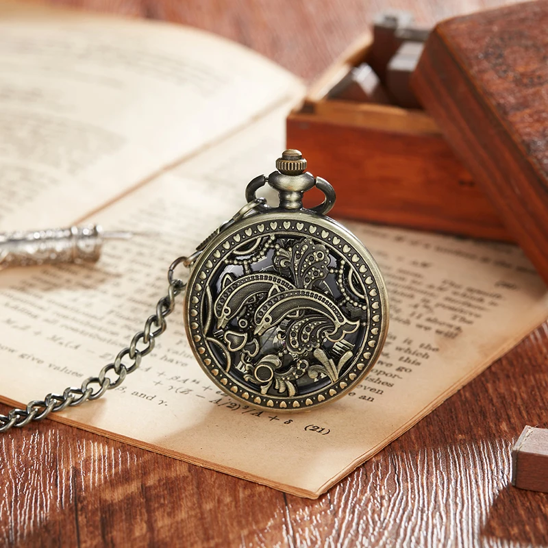 7 Patterns Vintage Mechanical Old Clock Man Pocket Watch Fob Chain Steampunk Skeleton Watches for Man Chinese Factory Pendant