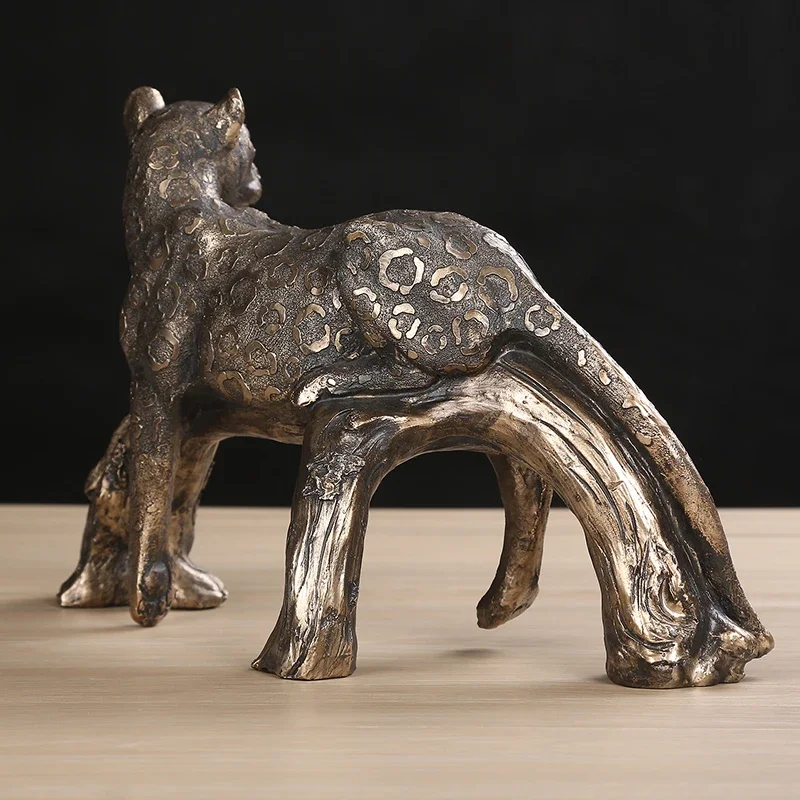 Реалистичная скульптура лесной Пантеры статуя Ягуара ручной работы из смолы