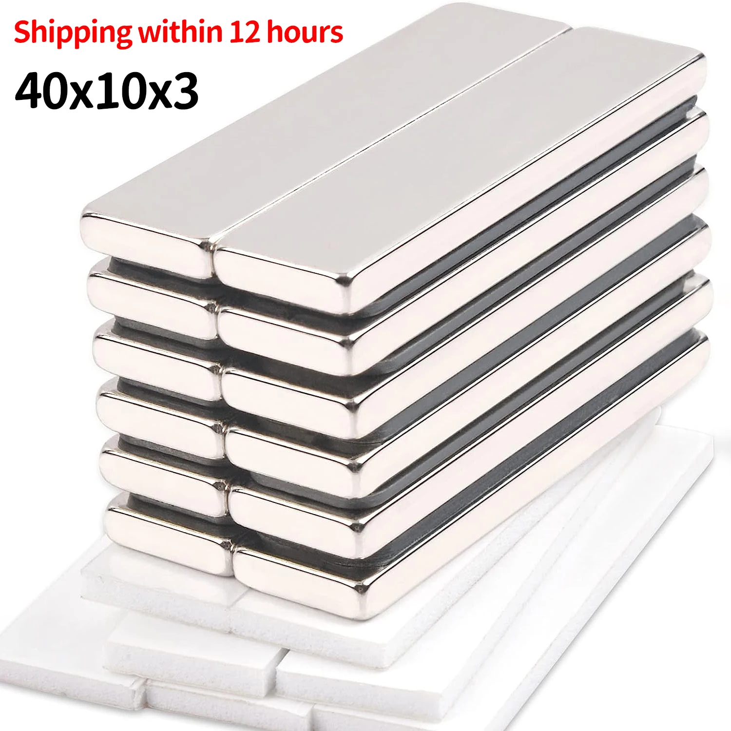 

4/6/10/20/30Pcs 40x10x3mm Neodymium Magnet Adhesive N35 NdFeB Block Super Powerful Strong Permanent Magnetic Imanes Nd Magnets