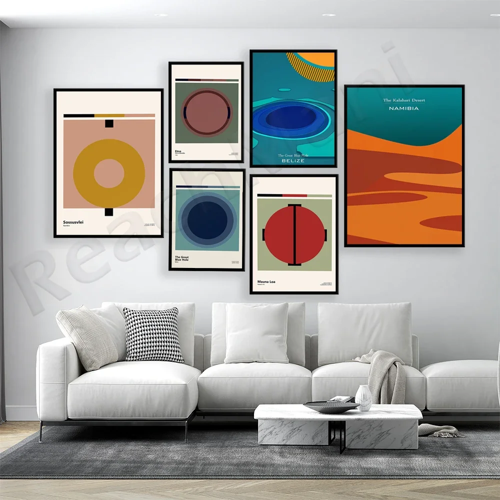 Great Blue Hole Belize Caribbean Sea Kalahari Desert Mauna Loa Mount Etna Rainbow Mountain Travel Poster in Cusco Peru