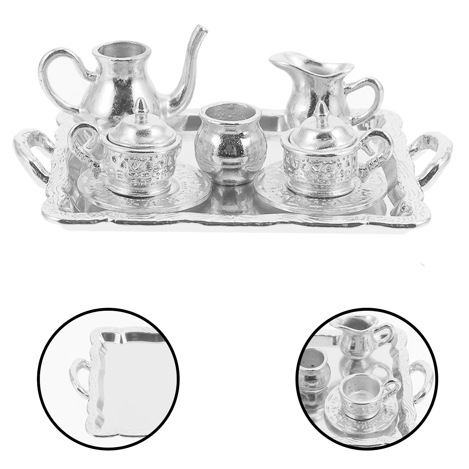 

1 Set Mini Tea Pot Model Adornment Kids Mini House Delicate Photo Prop