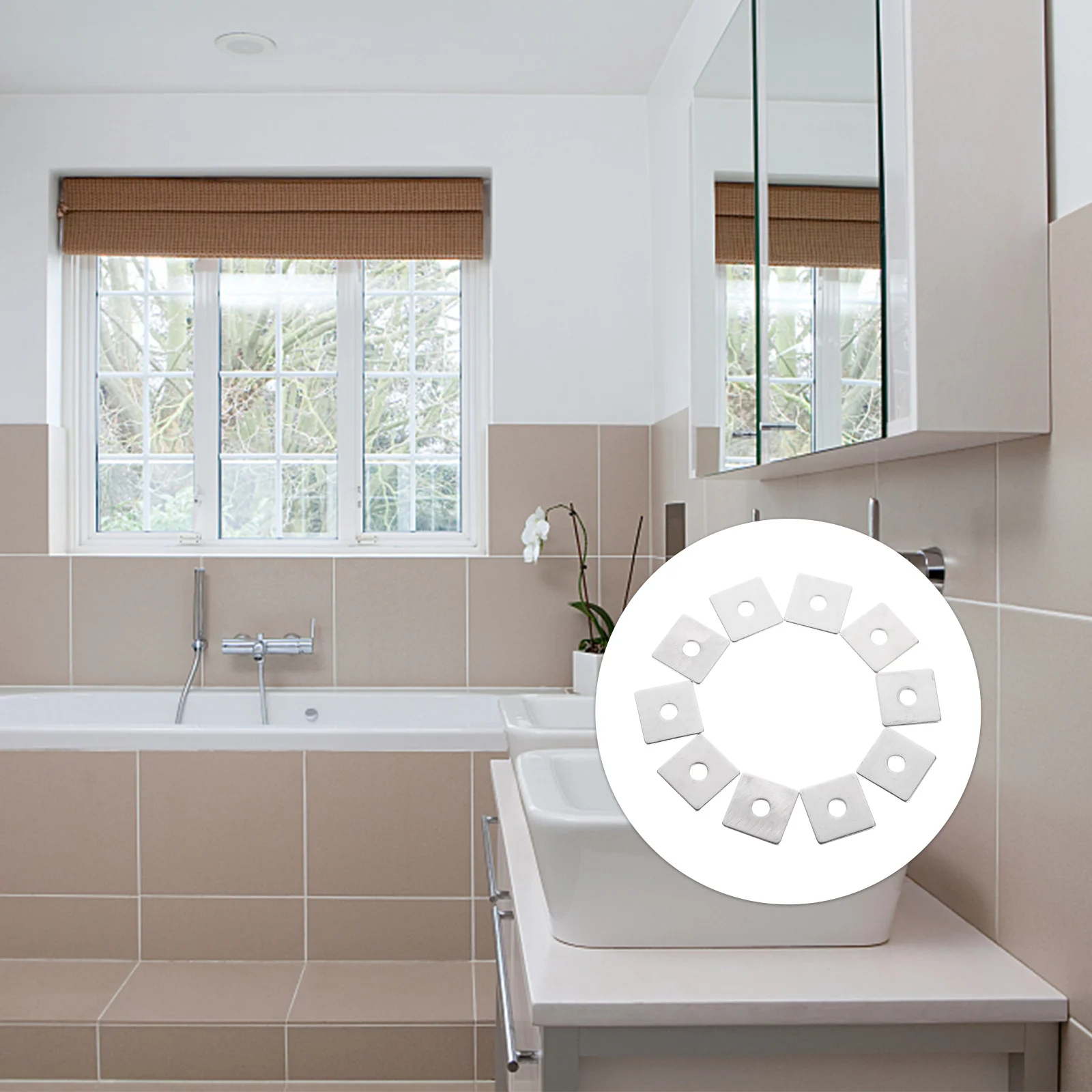 

10Pcs Durable Square Washers Useful Flat Square Plate Stainless Steel Washers