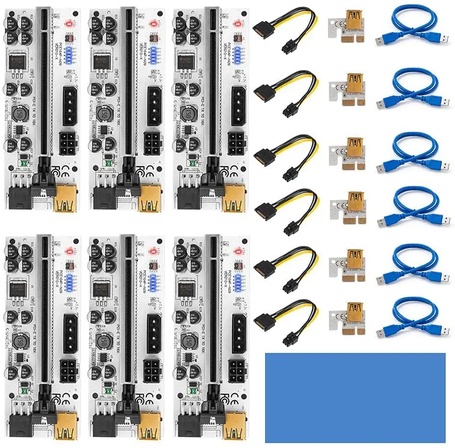 

6 шт., Райзер VER 010X USB 3,0 PCI-E, Райзер, экспресс-кабель, Райзер для видеокарты X16, Райзер-карта PCI-E для майнинга