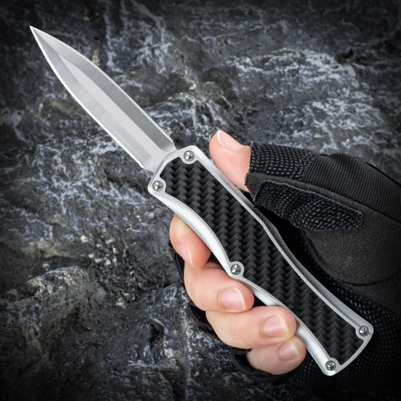 

Angela Goddess Micro OTF Tech Knife HERA Carbon Fiber Edition D2 DE Satin & Mirror Blade Pocketknives Silver A27