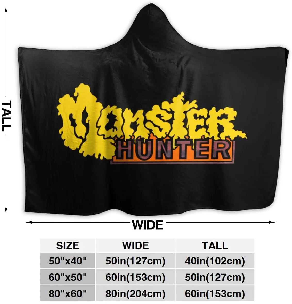 

Monster Hunter Throw Blanket for Unisex Adult Hooded Blanket for Sofa Wearable Blanket Flannel Blanket