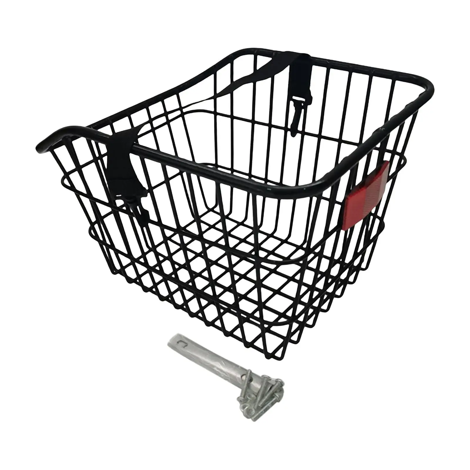 Bike Rear Basket with Bike Reflector Hanging Cycling Baskets for with Mesh Bottom Holding Water Bottle, Toys, Snacks Black