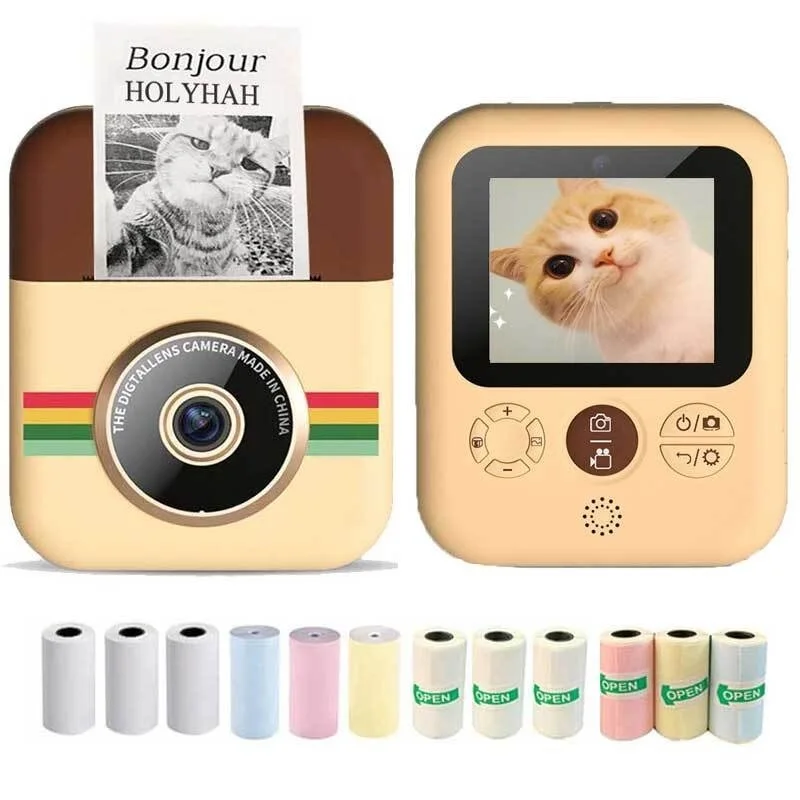 

2022.Cute Mini School Kids Photo Camera with Instant Thermal Printing Video Record New Year Christmas Birthday Gift Toy for