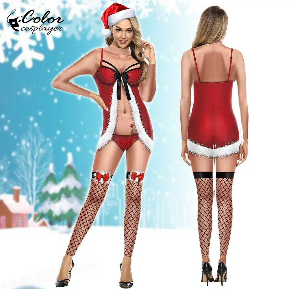 Купи Color Cosplayer Fashion Christmas Carnival Fancy Party Adult Costume Women Spandex Sexy Cosplay Costume Zentai Bodysuit за 917 рублей в магазине AliExpress