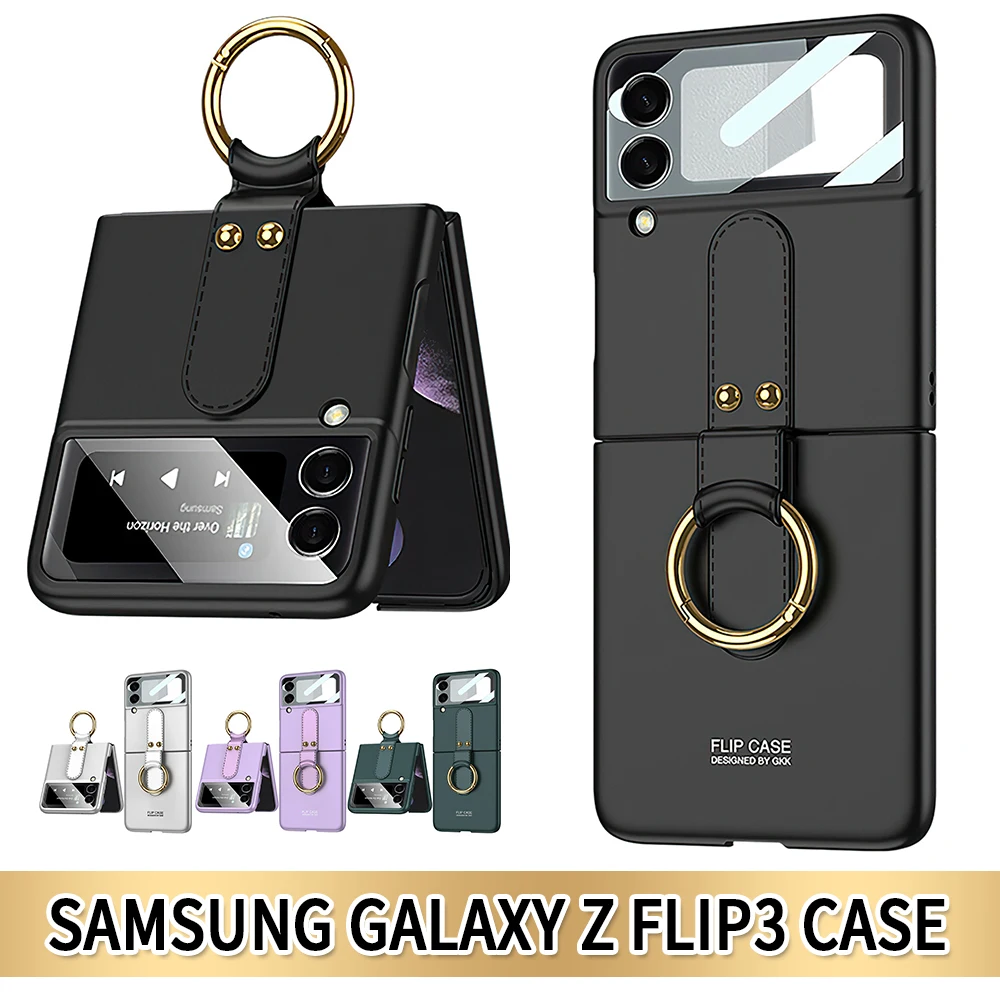

SAMTIAN Ultra Thin Phone Case for Samsung Galaxy z Flip3 Mobile Phone Anti-drop Protective Cover Cellphone Case With Ring Stand