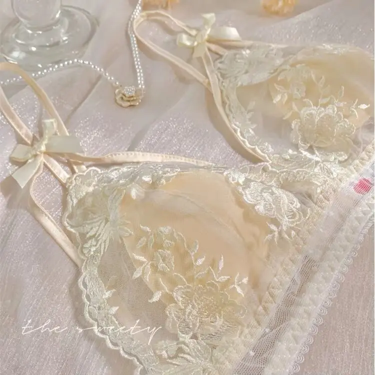 

32-38AB Underwear Women's New Small Chest Gathered Without Steel Ring Sexy Ultra-thin Large Chest Small Chest Underwear