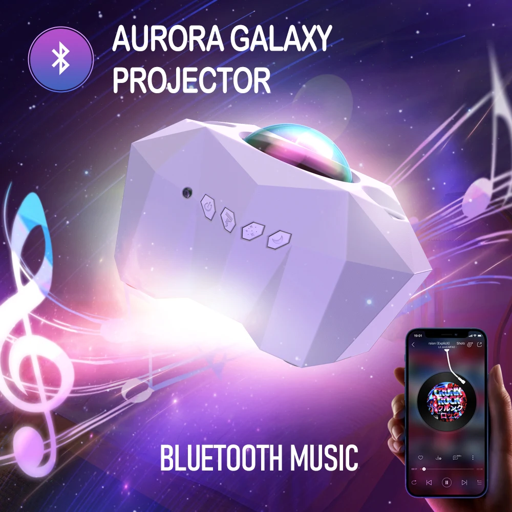 

Aurora Borealis Galaxy Starry Sky Projector Blueteeth USB Voice Control Music Player LED Night Light Romantic Projection Lamp