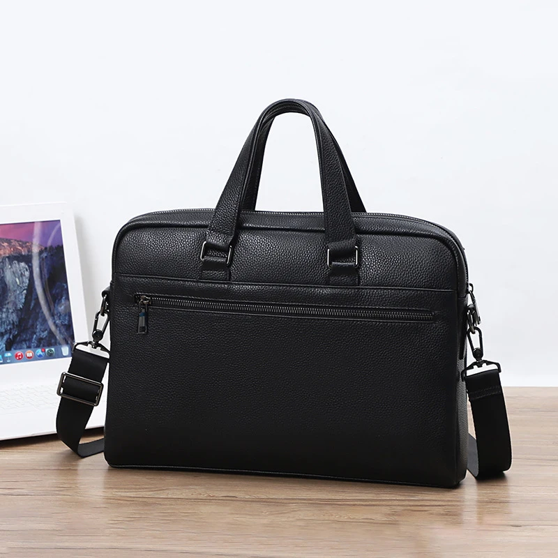 EUMOAN  Men's bag leather men's portable baotou layer cowhide single shoulder Crossbody bag file bag Men's briefcase