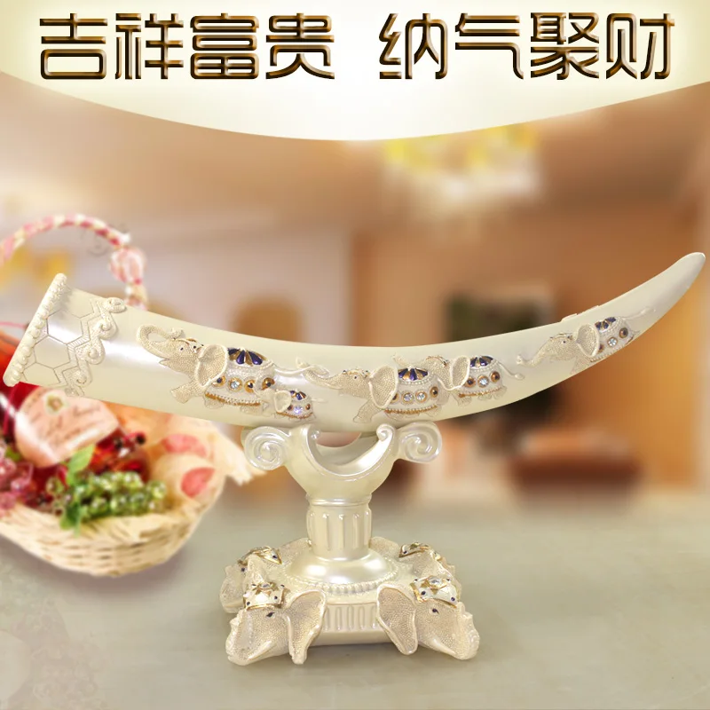 The elephant ivory handicrafts porch European living room decorations Home Furnishing lucky gift decoration Feng Shui