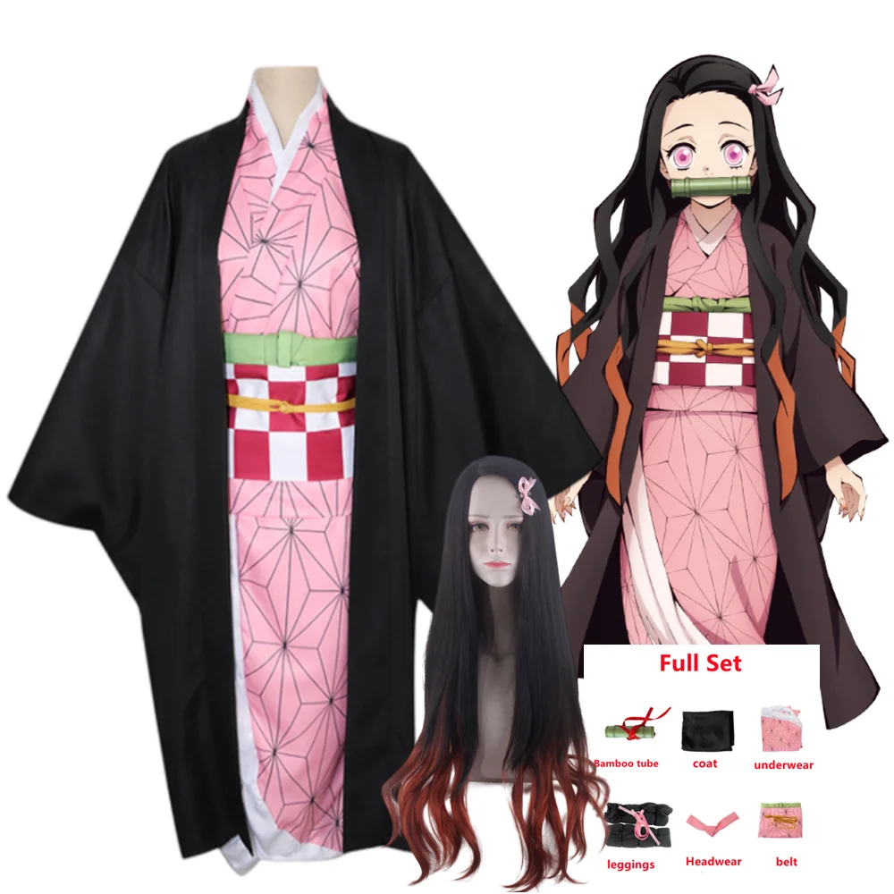 Adult Kids Demon Slayer Kimetsu no Yaiba Kamado Nezuko Cosplay Costume Anime Clothes